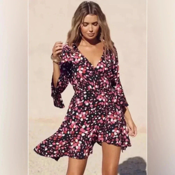 Mister Zimi Mini Dress Posey Print Feminine Size 14 - Picture 2 of 13